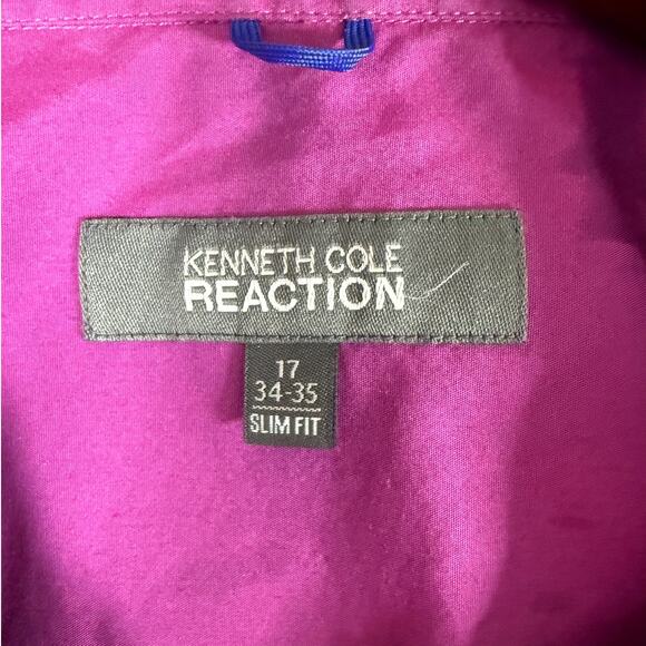 Kenneth Cole Reaction Magenta Purple Slim Fit Button-Up Dress Shirt Mens Size 17 - Picture 4 of 9